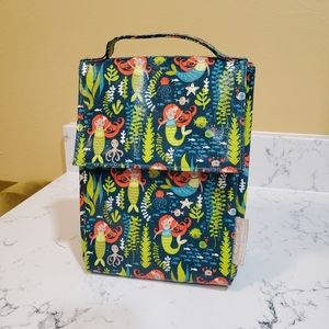 Sugar Booger Lunch Bag Coated Insulated Green Isla The Mermaid Fold Over Top